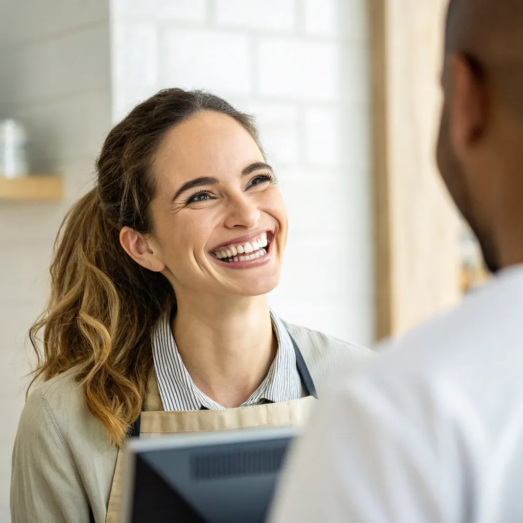Happy customer smiling